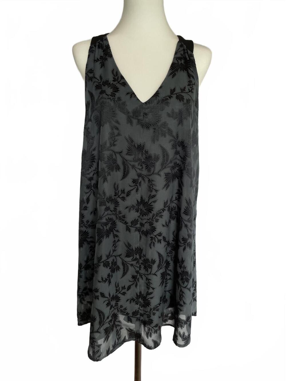 Black Burnout Velvet Floral Dress L Whimsigoth Dark Romantic 90s Fairy Grunge